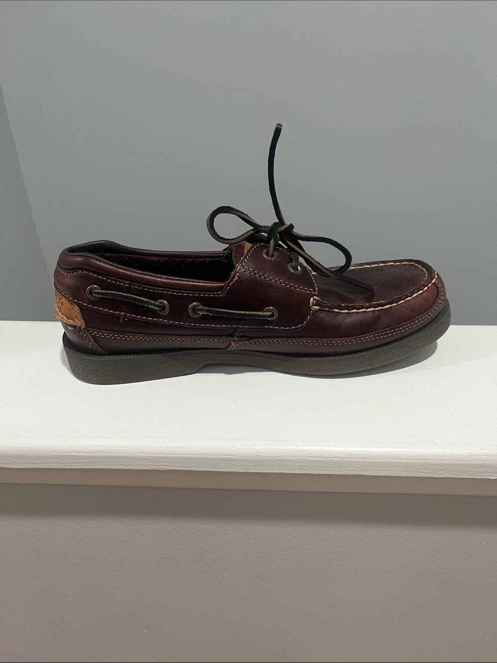 Sperry Dark Brown Leather Lace-Up Boat Shoes Mens 8.5 8 1/2 - Picture 4 of 13